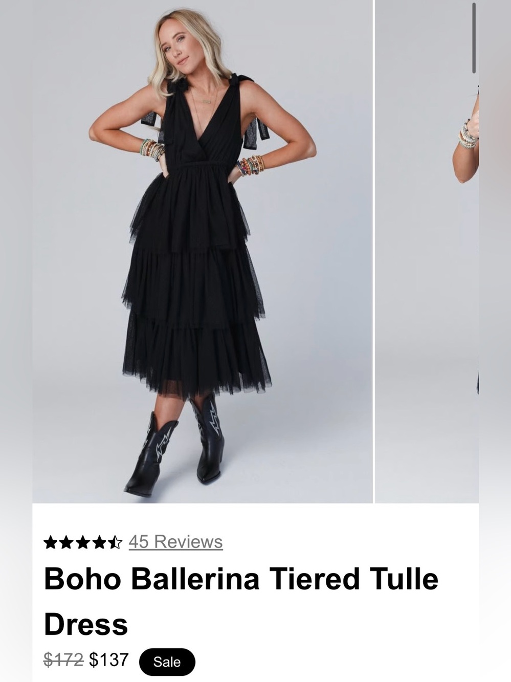 Black Boho Ballerina Tiered Tulle Dress - Three Bird Nest